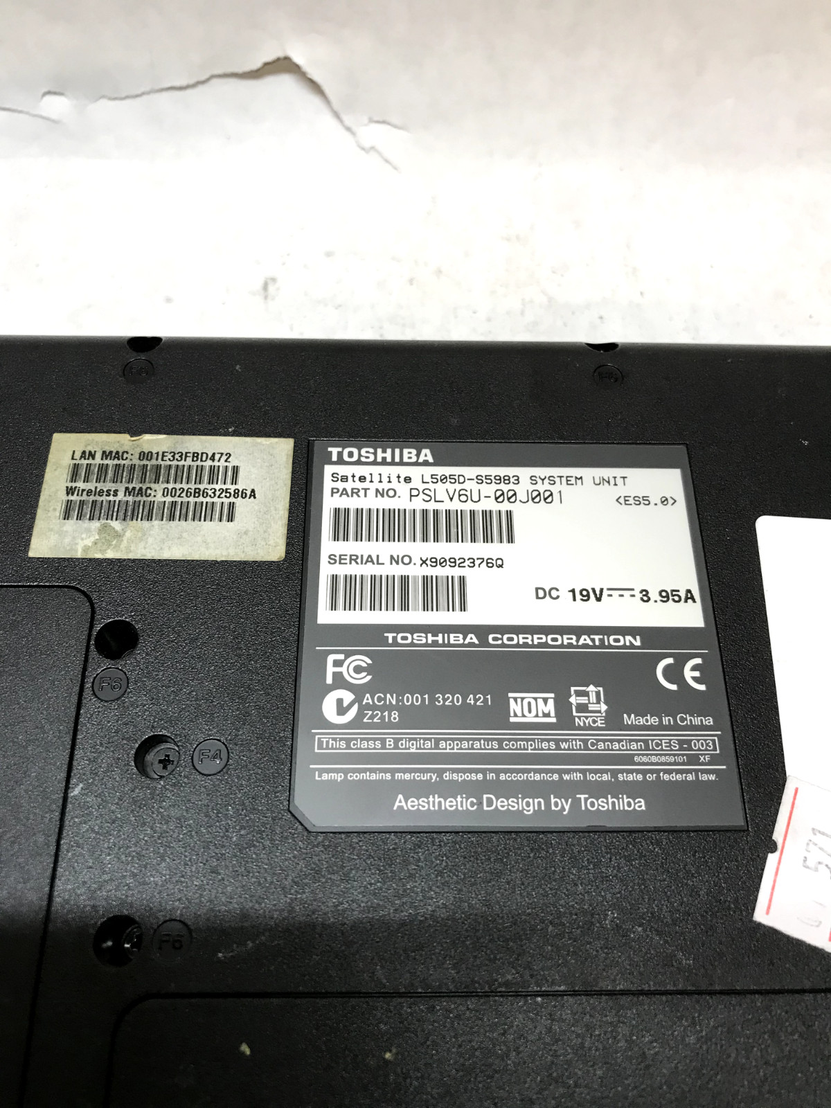 Toshiba Satellite L505D-S5983 15″ Laptop Athlon II M300 2.0GHz 3GB RAM NO HDD DW