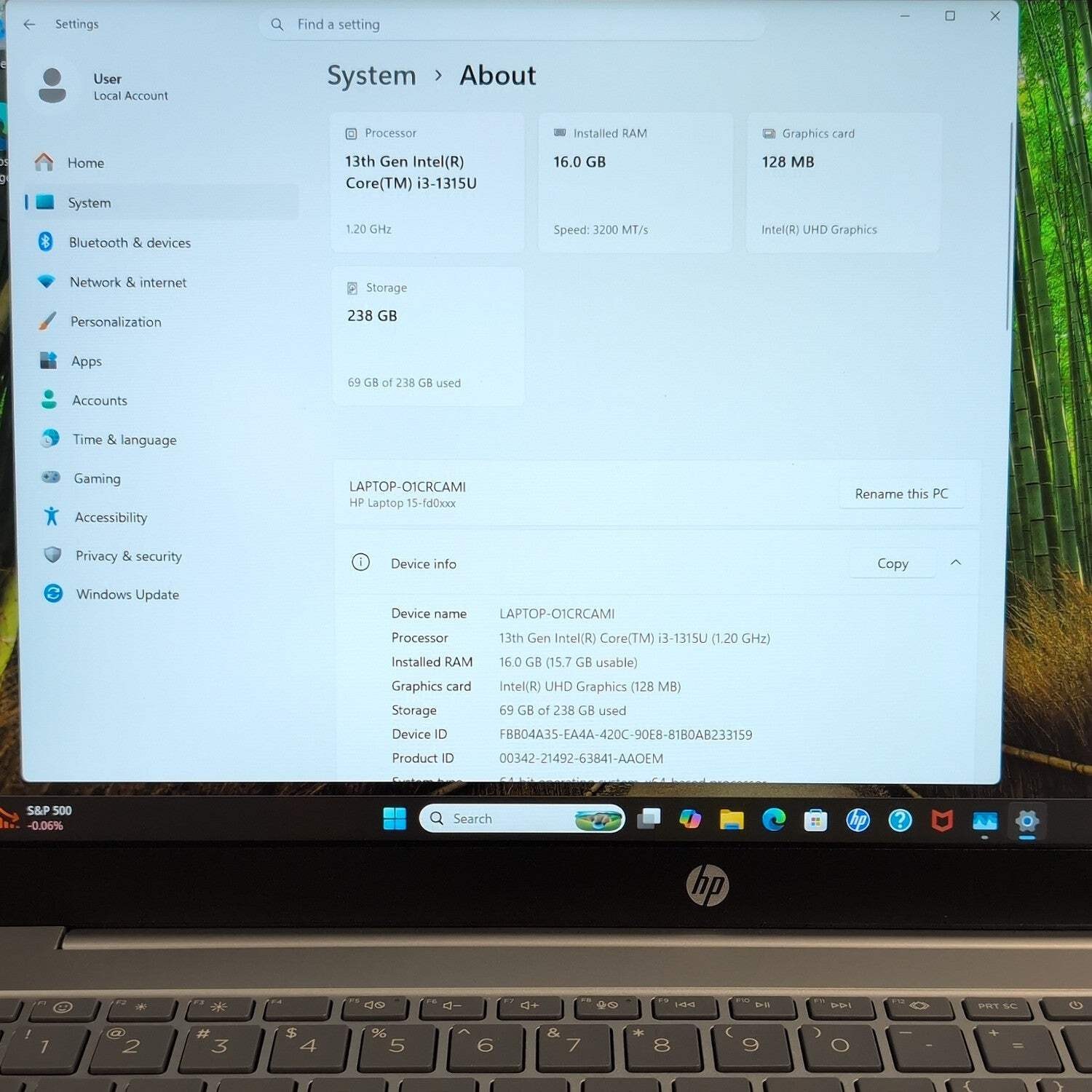 HP Laptop 15-FD0XXX 15.6″ i3-1315U 1.2GHz 16GB RAM 256GB SSD