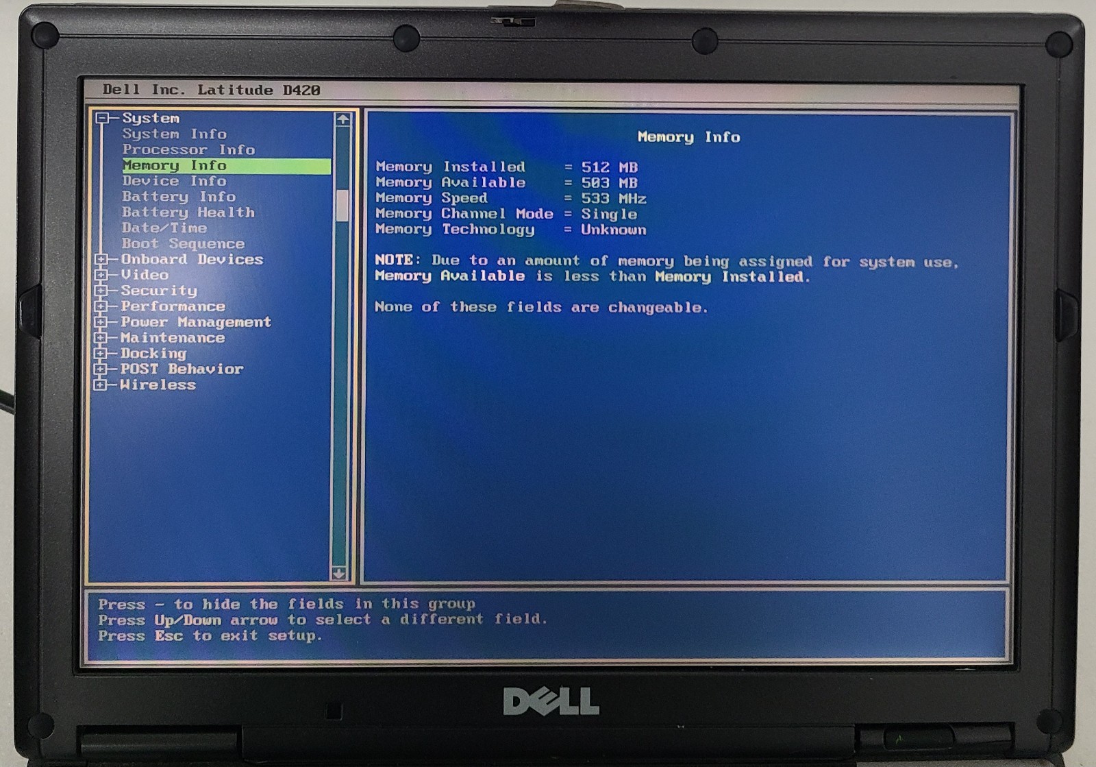 Dell Latitude D420 Laptop Intel Core Solo 512MB NO HD/OS Broken Hinge (FL)