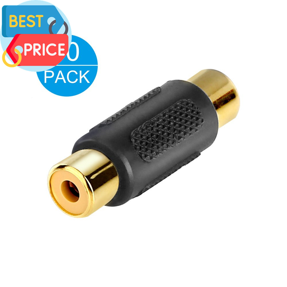 10 Pack RCA Female to Female Coupler Audio Video Gold Adapter, for Phono, Speake