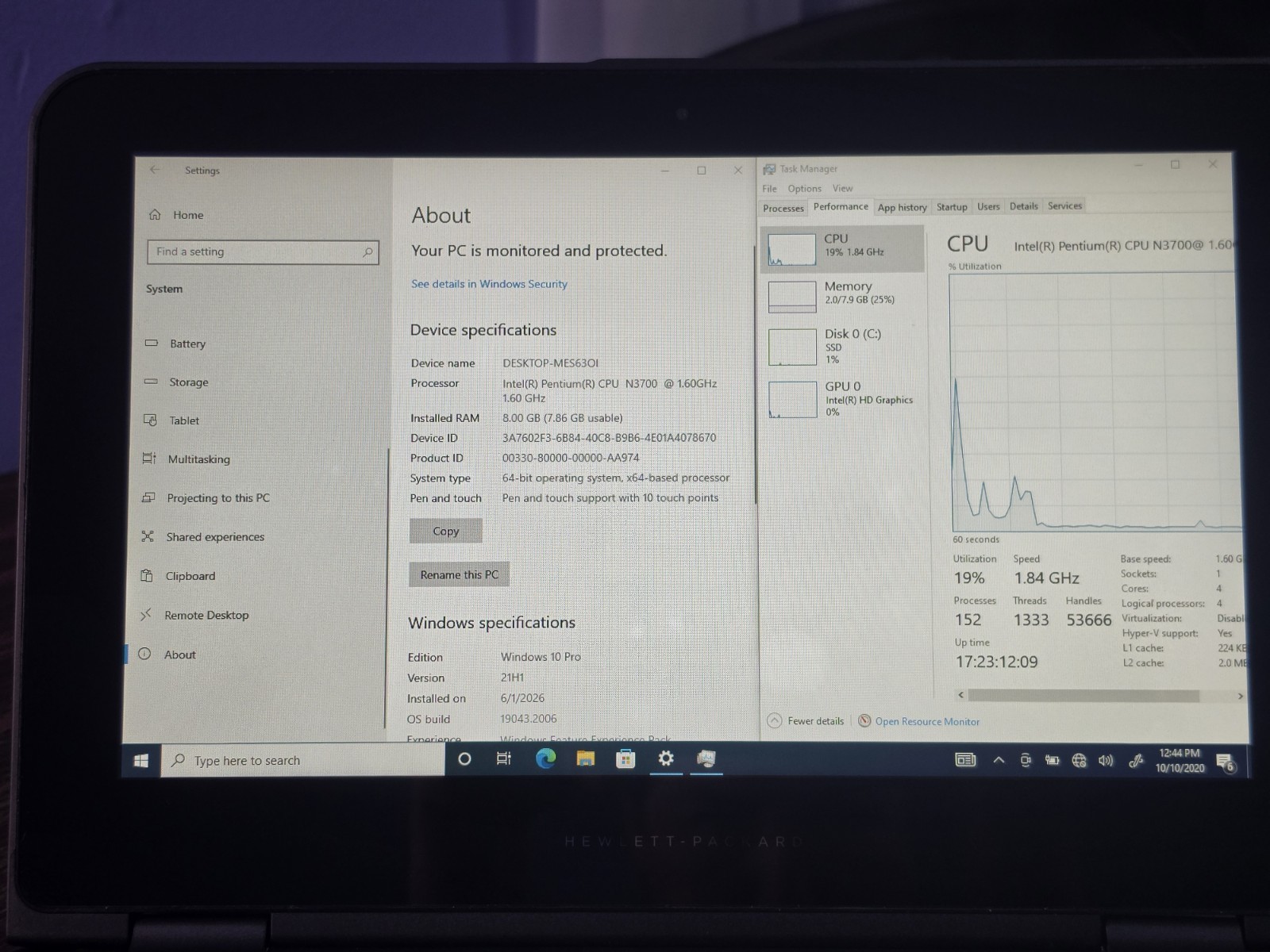 HP X360 310 G2, 2-in-1 Touchscreen, 8GB RAM, 128GB SSD, WIN10 Pro