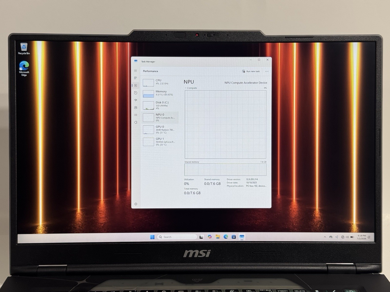 MSI Cyborg A17 AI B2HWEKG Ryzen 7 260 3.8GHz 16GB RAM 1TB SSD GeForce RTX 5050