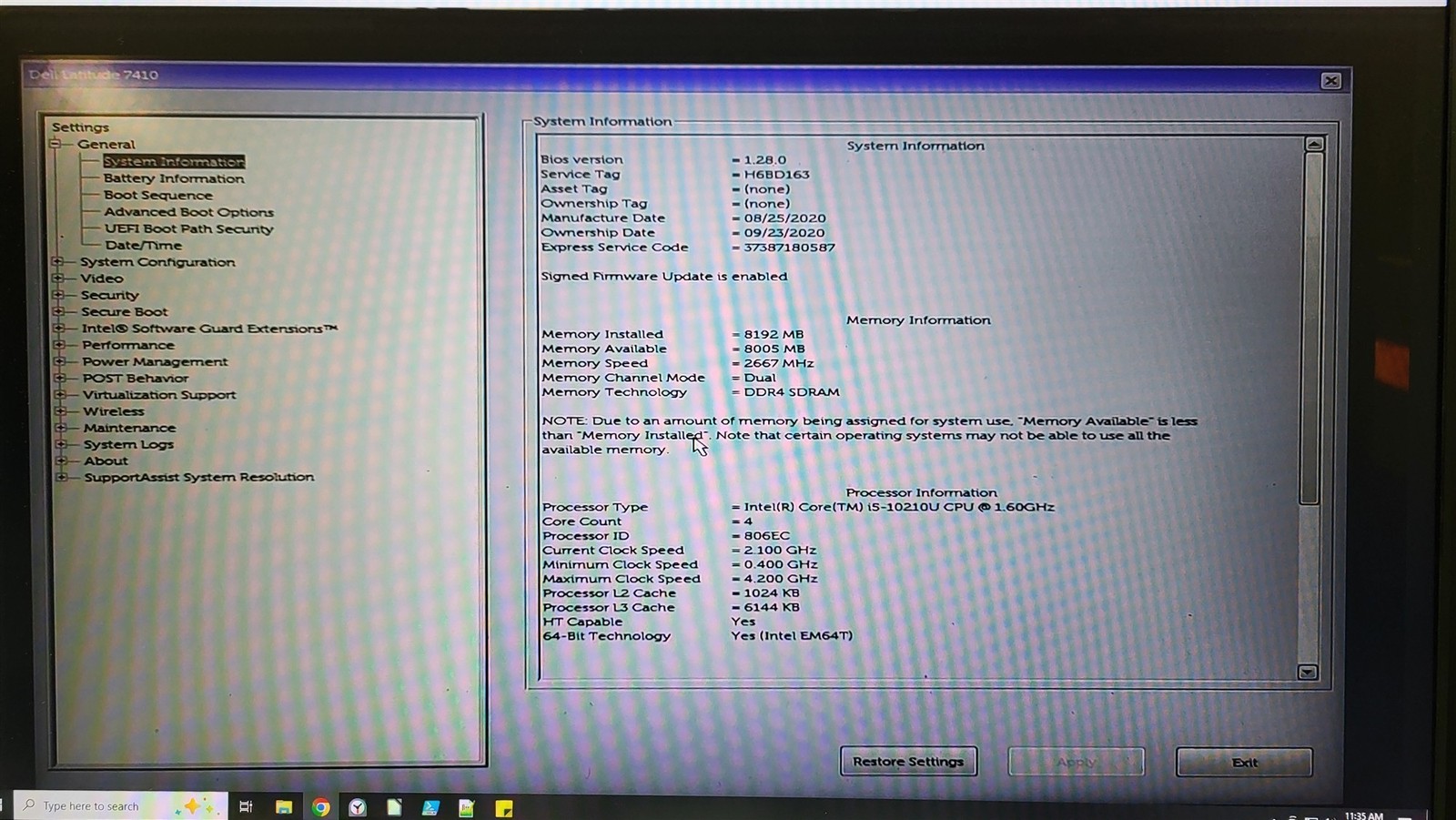 Scratched Screen Dell Latitude 7410 Laptop Intel i5-10210U 1.6GHz 8GB 256GB