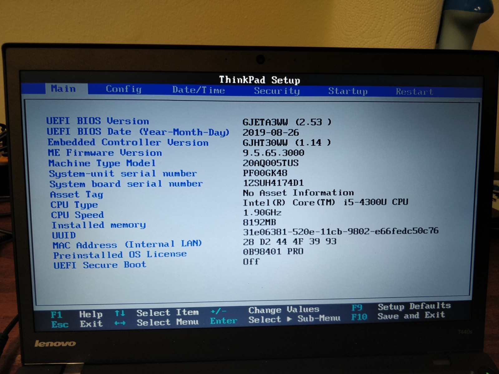 Lenovo ThinkPad T440s INTEL CORE I5-4300U@1.90GHz 8GB RAM NO DRIVES PARTS 8234