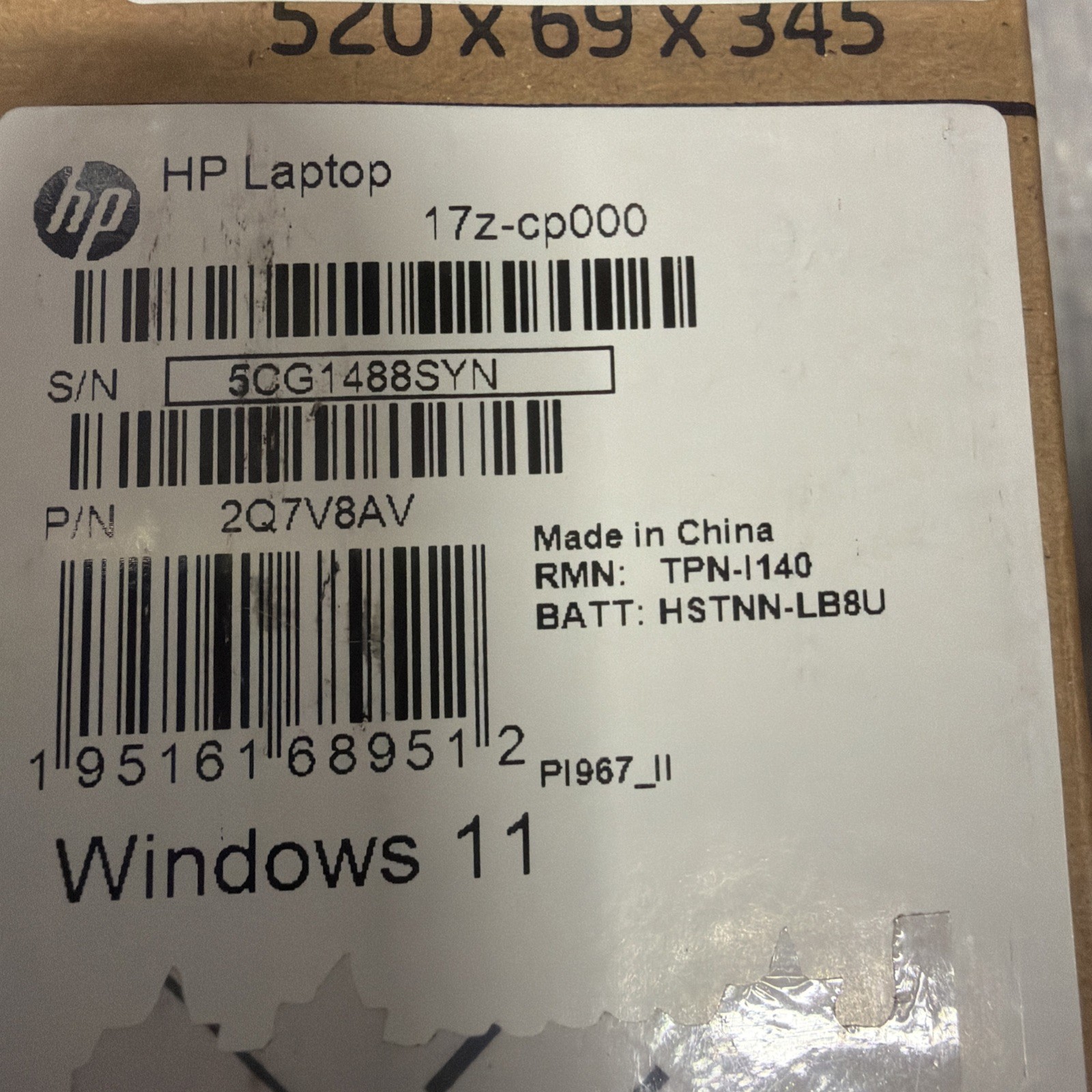 HP Laptop 17Z-CP000 17.3″ Athlon Gold 3150U 2.4GHz 8GB RAM 128G SSD