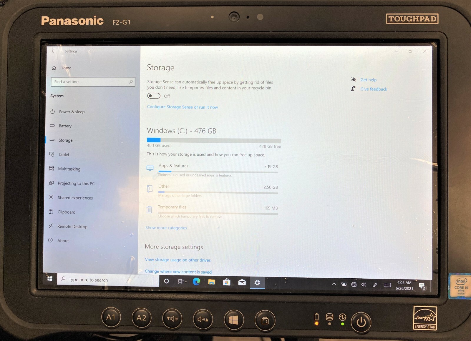 Panasonic FZ-G1P5469UM 10.1″ i5-6300U 2.40ghz 8gb 512gbhdd