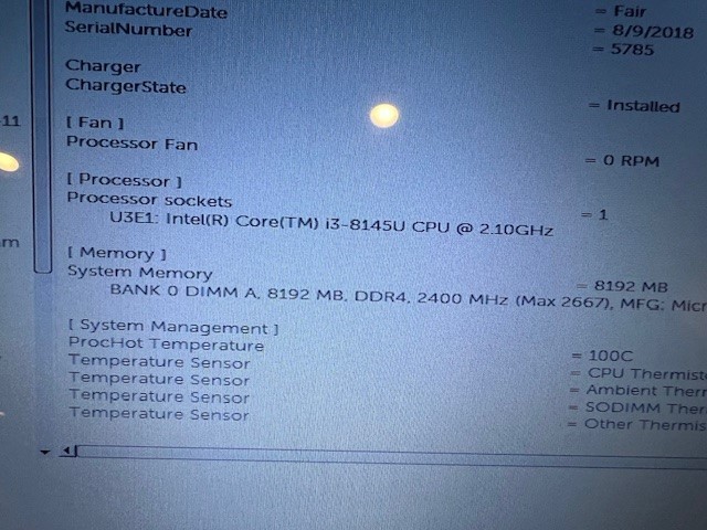 Dell Inspiron 5481 (i3-8145U, 8GB, 256GB) with Power supply ***Parts machine***