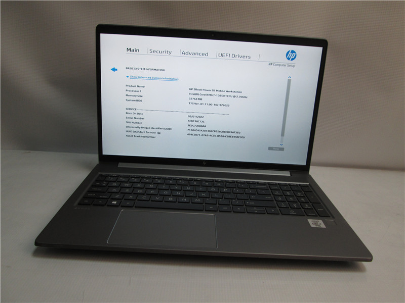 HP ZBook G7 Laptop i7-10850H 32GB 512GB SSD 16in Win11 Grade C