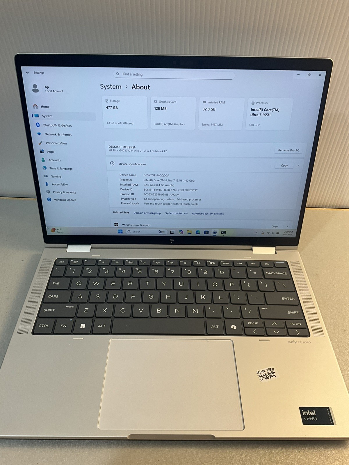 HP Elite x360 1040 G11 2-in-1 14″ Ultra 7 165H 32GB DDR5 512GB SSD Windows 11Pro