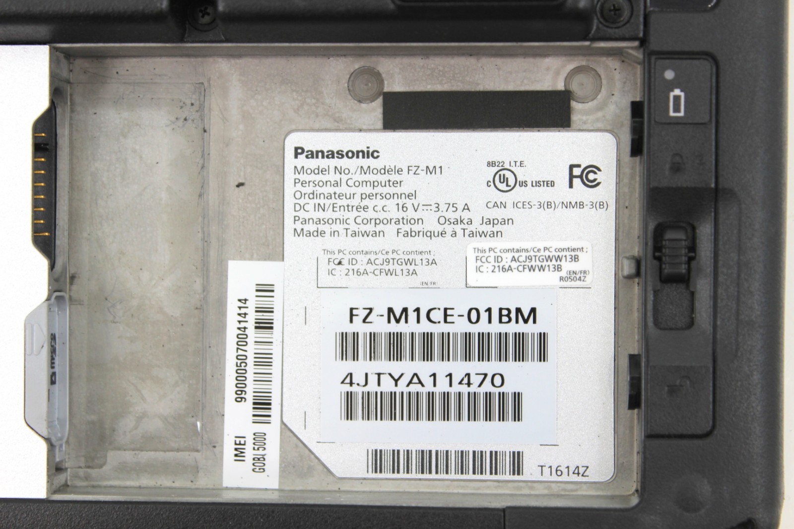 Panasonic Toughpad FZ-M1 Core i5vPro Bad System CMOS