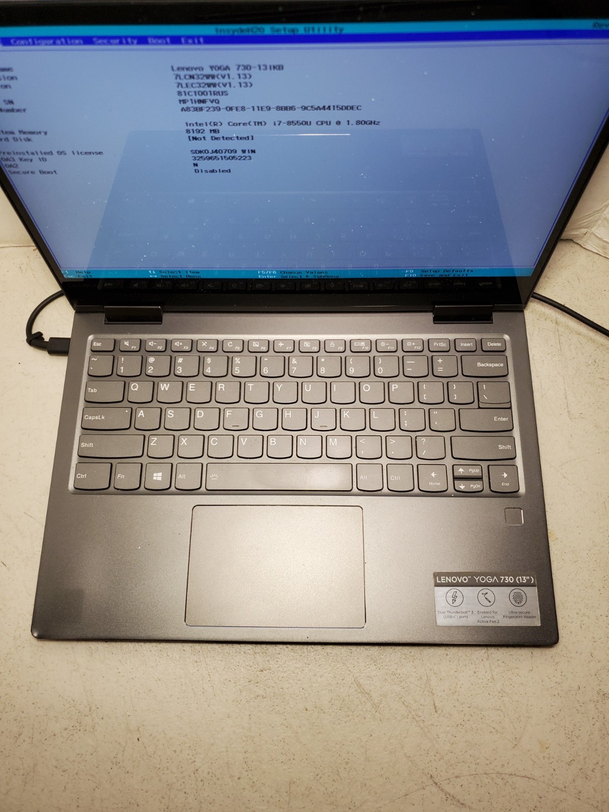 LENOVO YOGA 730-13IKB | CORE I7-8550U 8GB RAM No SSD/OS! #69