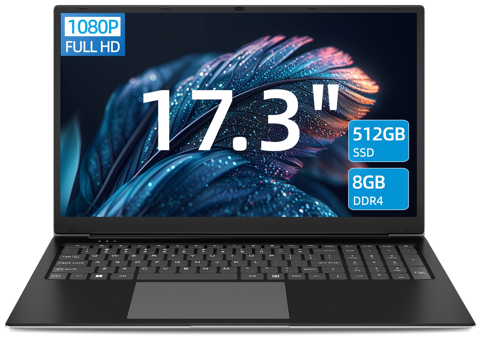 SGIN 17.3″ Laptop 8000mAh 8GB RAM 512GB SSD Notebook 1920×1280 IPS Full HD