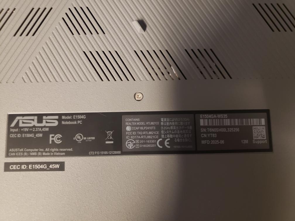 ASUS VIVOBOOK GO 14/15 E1504G 256GB SSD 8GB RAM INTEL CORE I3-N305 (B26006327)