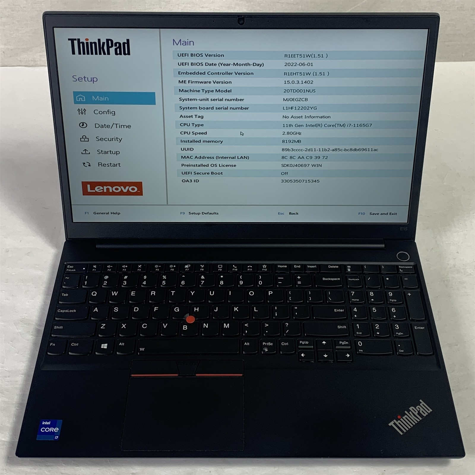 Lenovo ThinkPad E15 G2 15.6″ Quad Core i7-1165G7 2.8GHz 8GB 512GB SSD – Win11