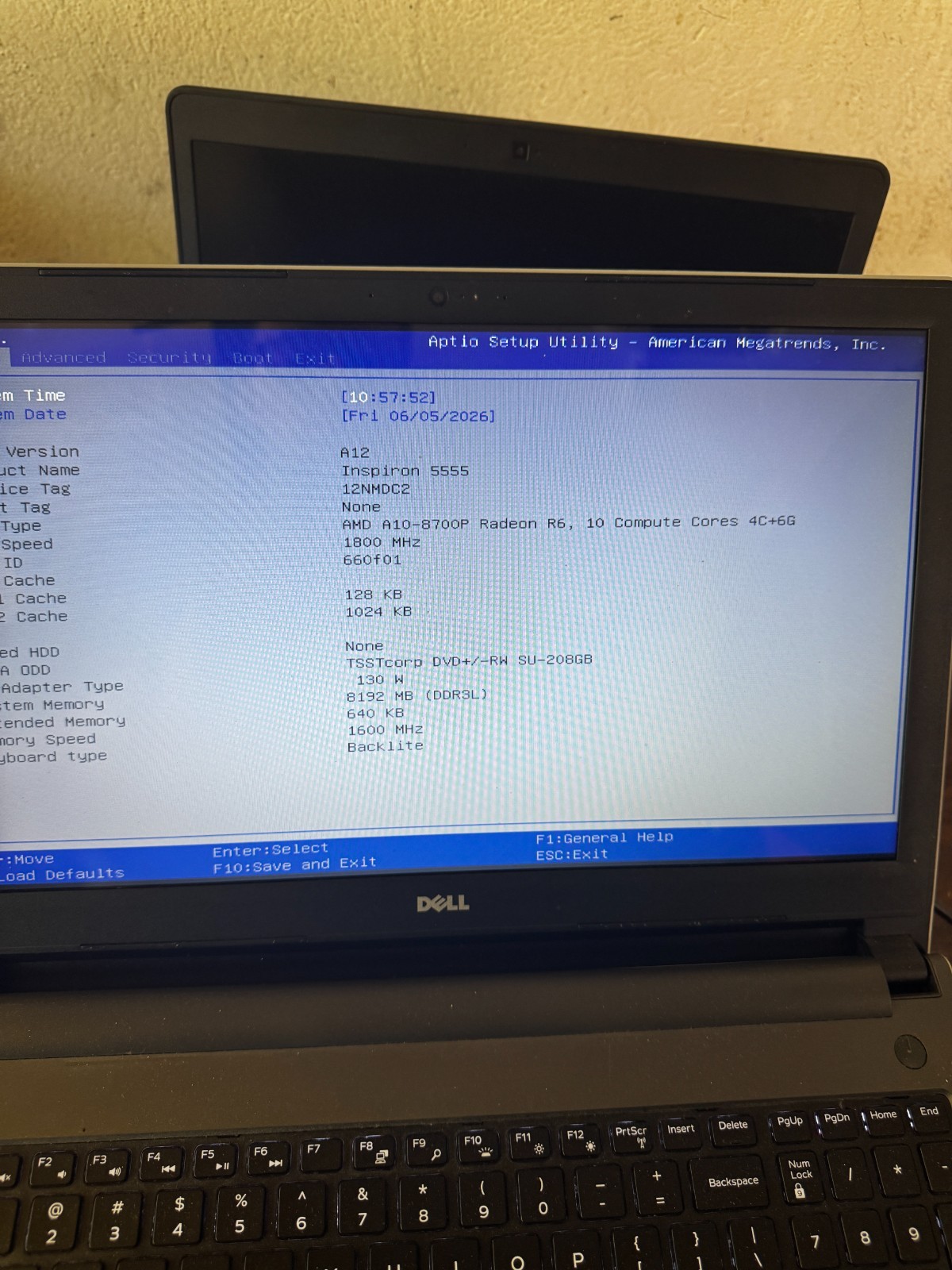 Dell Inspiron 5555 AMD A10-8700P, 8GB RAM Laptop *READ #6092