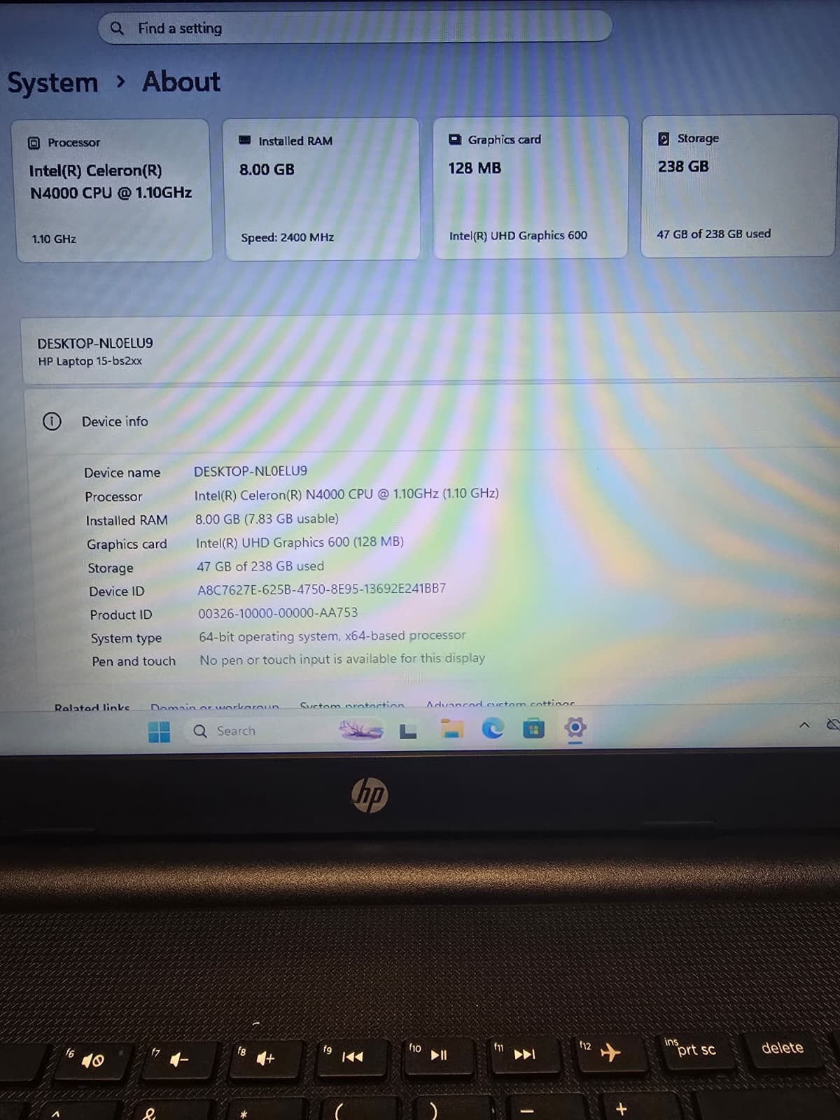 HP Laptop 15-BS2 | Celeron N4000 8GB RAM 256GB SSD | Windows 11 DVDRW