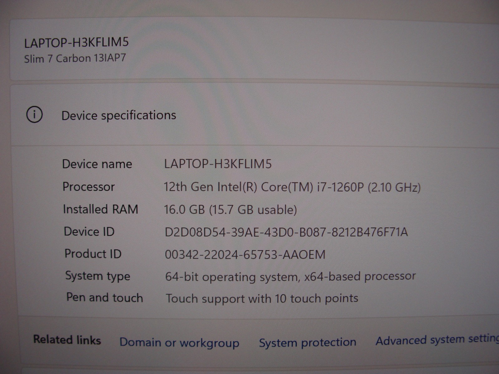 Lenovo Slim 7 Carbon 13IAP7 13.3″ WQXGA TOUCH i7-1260P 2.1GHz 16GB 1TB W11H +PA