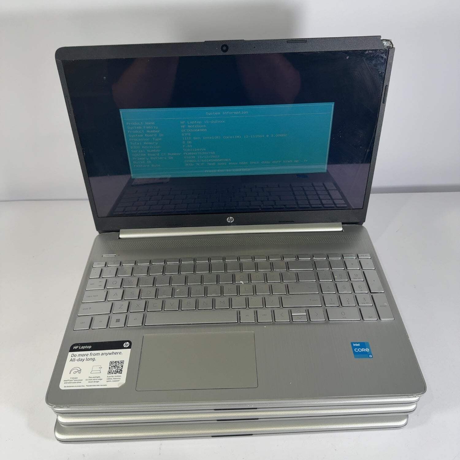 HP Laptop 15-dy5033dx 15.6″ i3-1115G4 2.9GHz 8GB RAM NO SSD NO OS LOT OF 4x