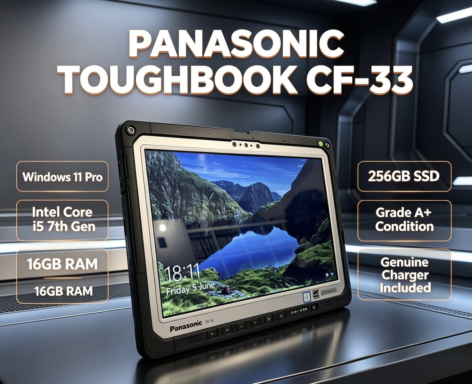 RUGGED PANASONIC TOUGHPAD CF33 MK1 | i5-7300u 12″ QHD 16GB 256GB GPS 4G LTE