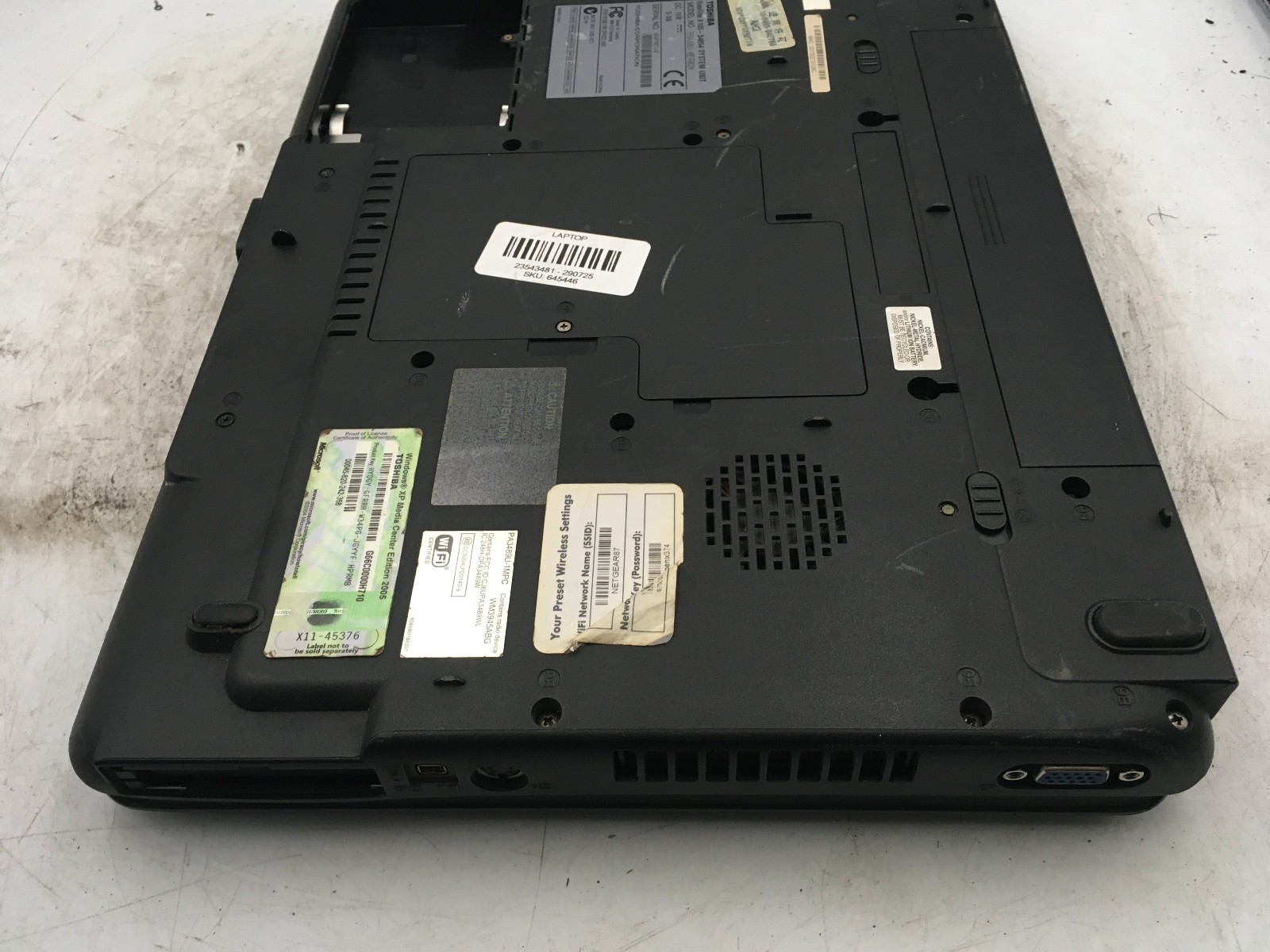 TOSHIBA SATELLITE A105 S4054 – FOR PARTS – INTEL CENTRINO – 512MB RAM – READ -BB