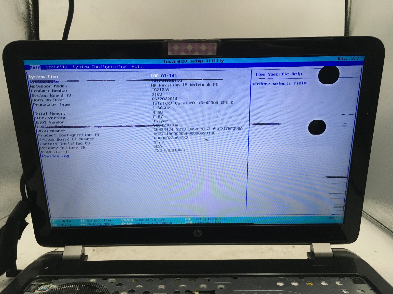 HP PAVILION 15T N200 – BOOTS TO BIOS – INTEL I5 4200U – 4GB RAM – READ DESC – BB