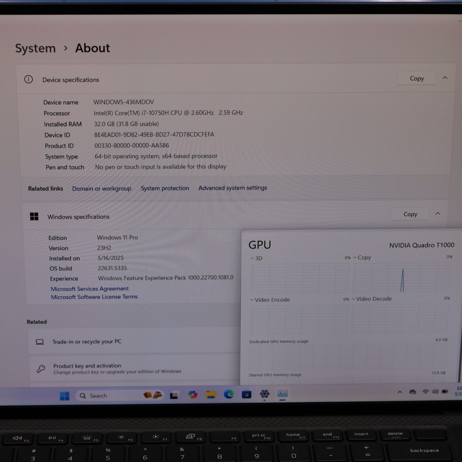 Dell Precision 5550 15.6″ i7-10750H 32GB RAM 512GB SSD NVIDIA Quadro T1000 Used
