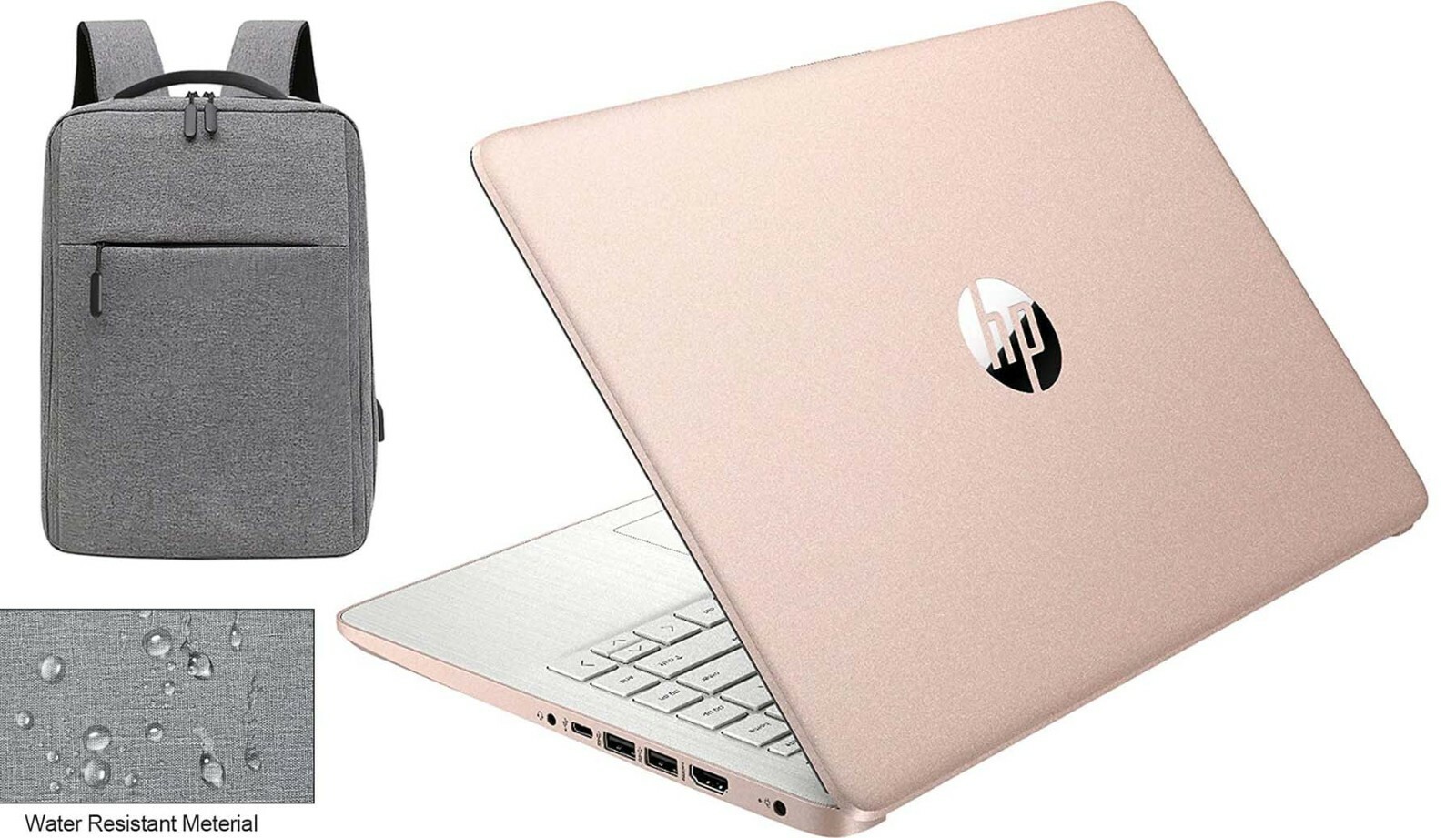 NEW HP Stream 14″ HD Intel N4000 4GB RAM 64GB Win 10S with Waterproof Backpack