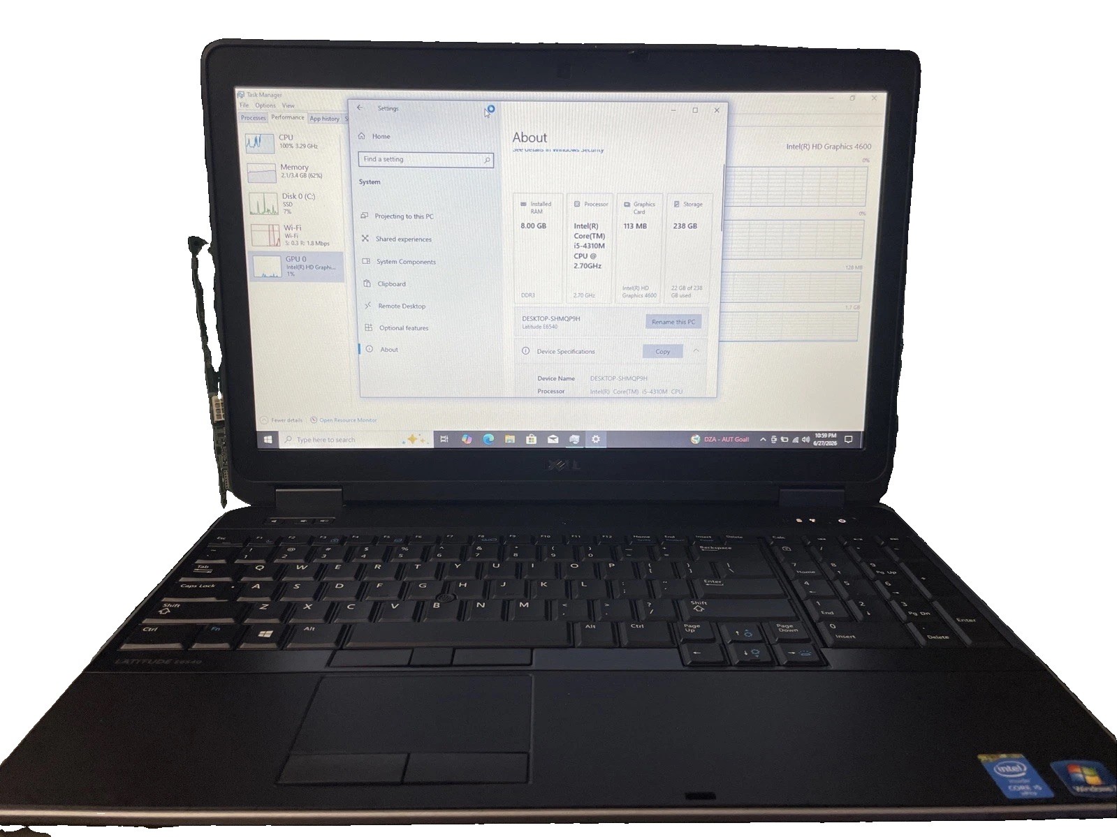 Dell Latitude E6540 256gb SSD Win 10 Pro i5-4310m 2.70ghz 8gb RAM DVD