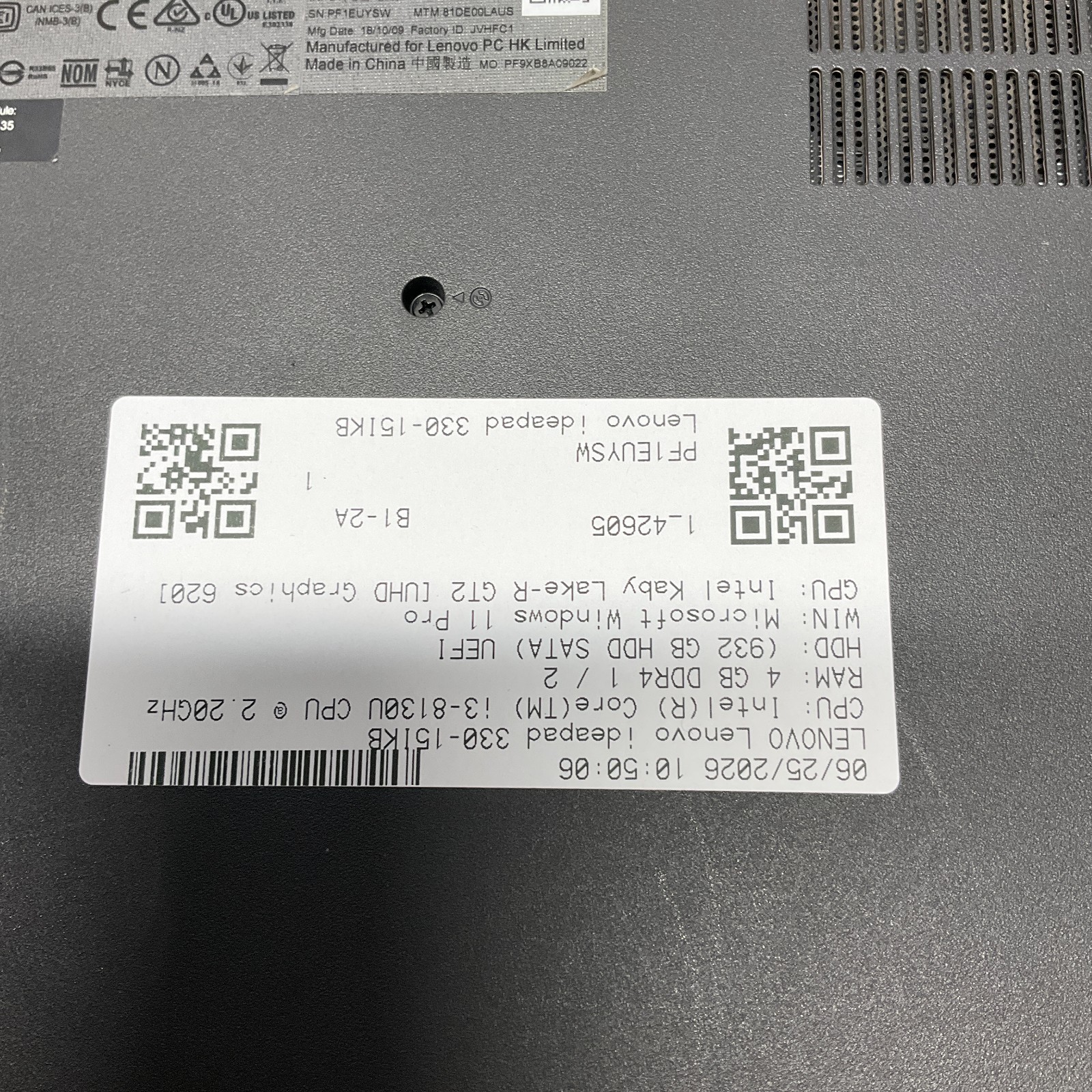 Lenovo Ideapad 330-15IKB 15.6″ Intel Core i3-8130U @2.20GHz 4GB RAM 1TB HDD