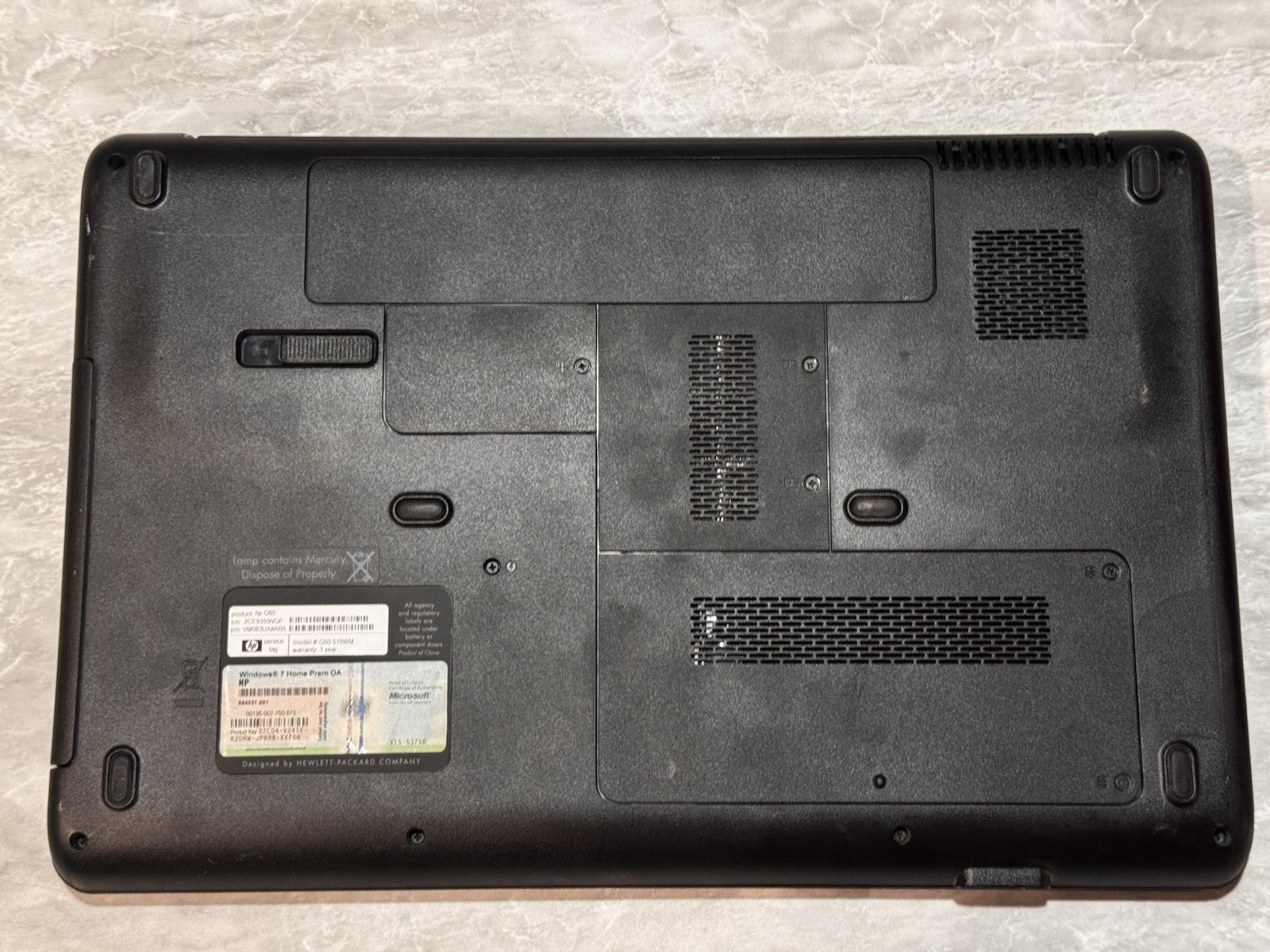 HP G60 Laptop Intel Celeron 900 2.2GHz 2gb RAM 250gb HDD Windows 7