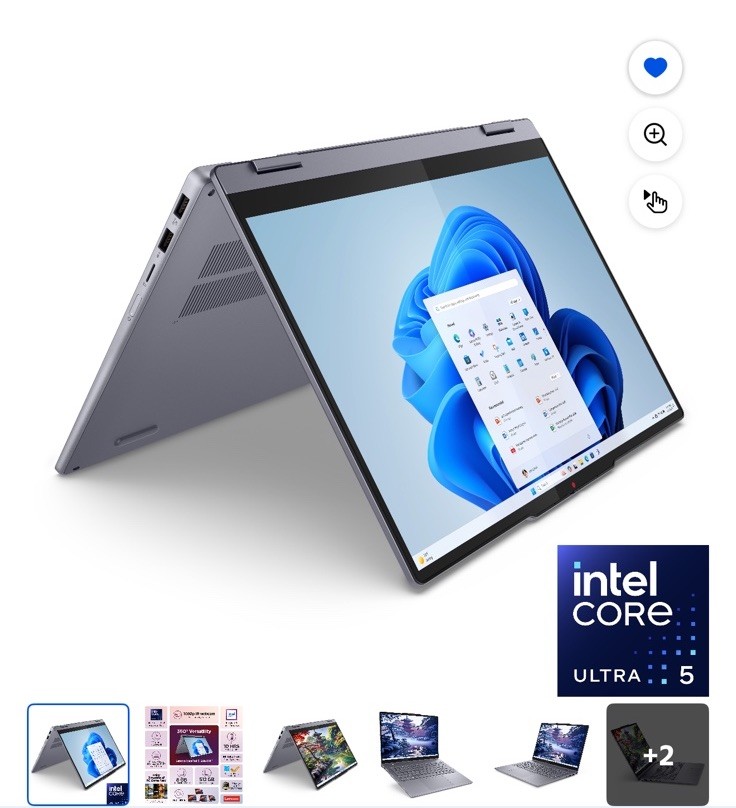 Lenovo IdeaPad 5 2-in-1 14″ Touch Core Ultra 5 8GB LPDDR5 512GB SSD Luna Grey
