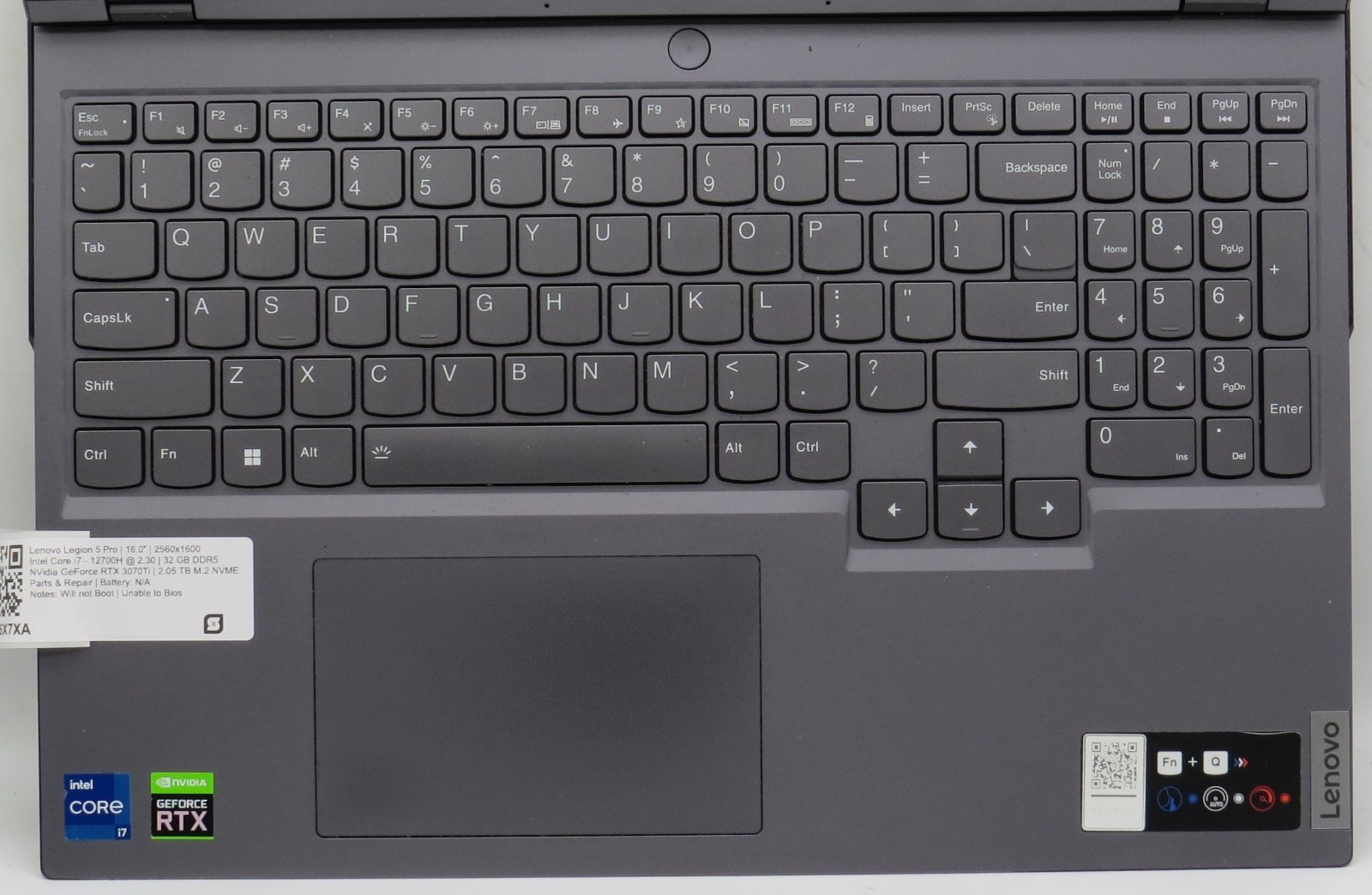 Lenovo Legion 5 Pro i7-12700H 32GB DDR5 RTX 3070Ti 2TB SSD No OS/AC PARTS