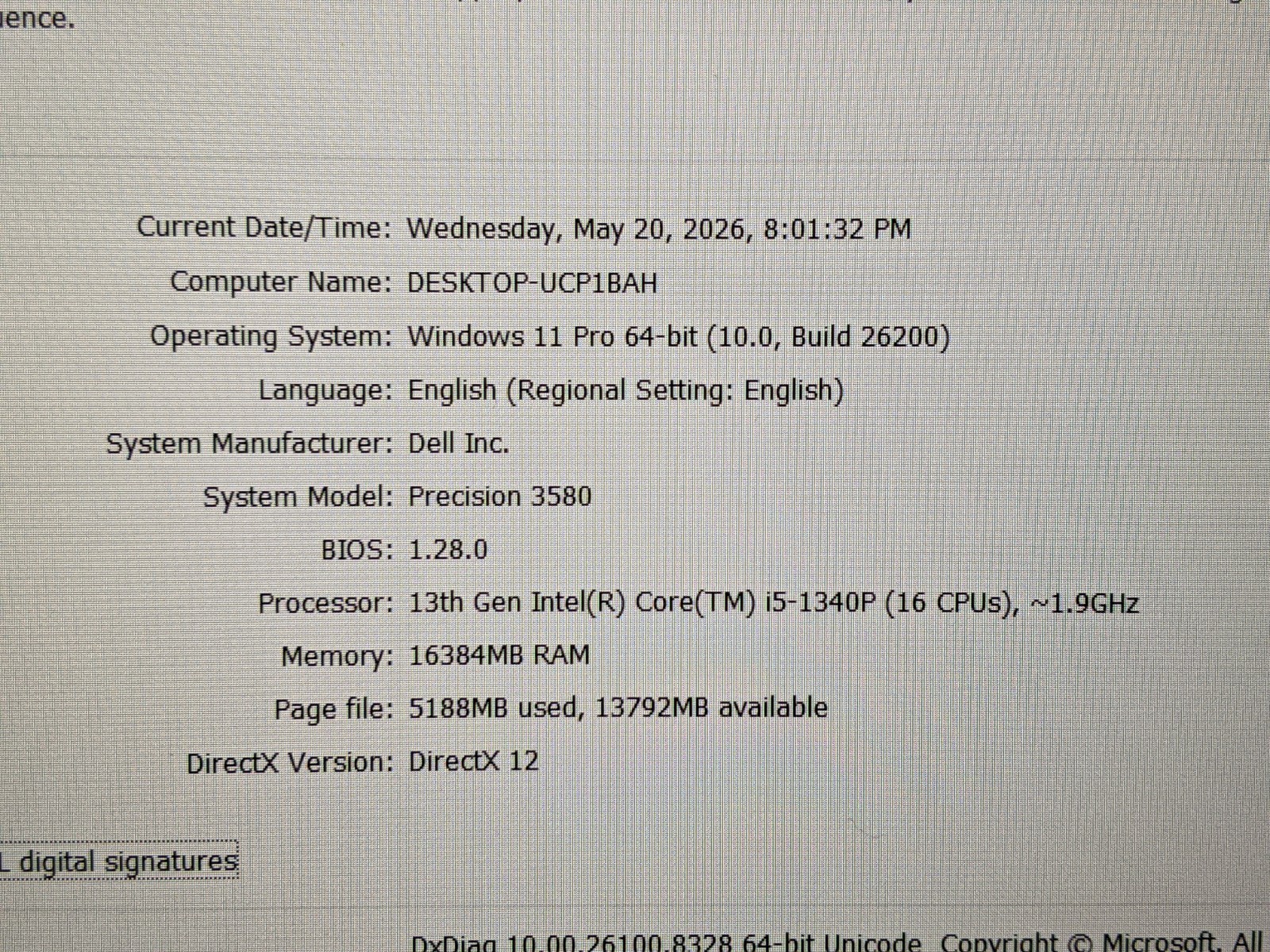 Dell Precision 3580 15.6″FHD i5-13 1.9GHz 16GB 512GB SSD RTX A500 WRTY-11/26 +PA