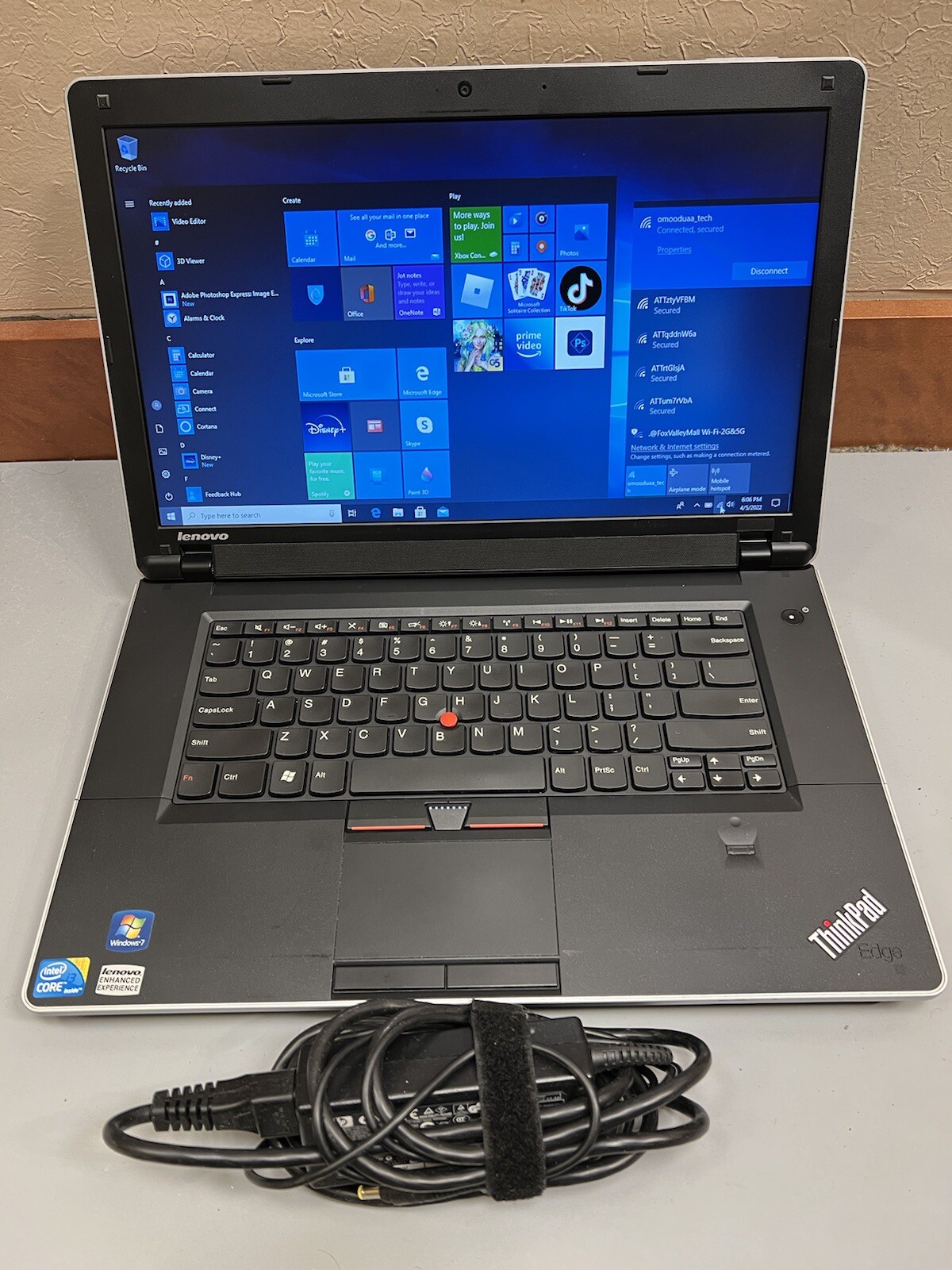 LENOVO THINKPAD EDGE 15 15.6″ Intel Core i3 M370 2.40GH 4GB RAM 500GB HDD WEBCAM