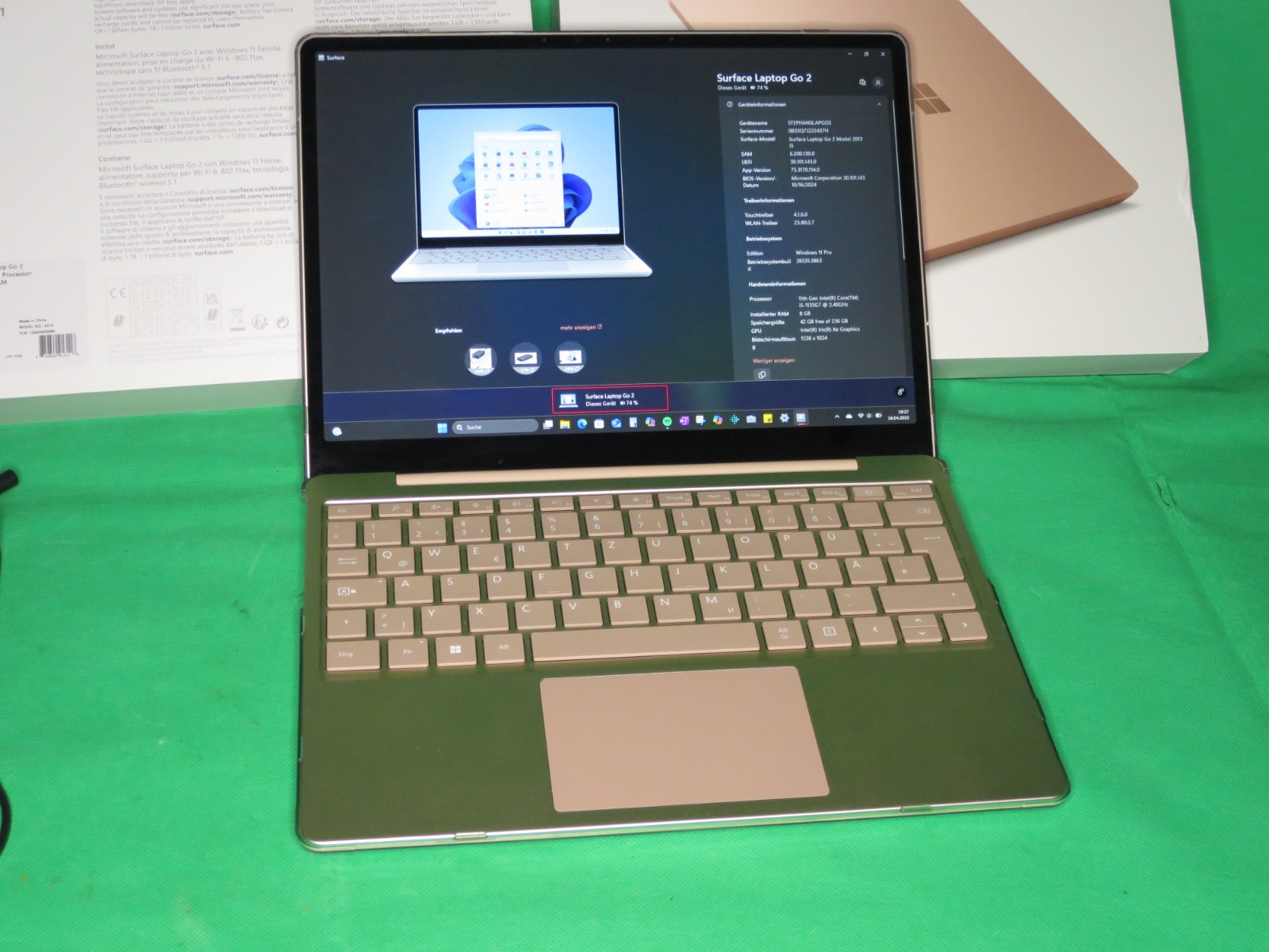 Microsoft Surface Laptop Go 2 Intel i5 11th Gen 8GB RAM 256GB Sandstone