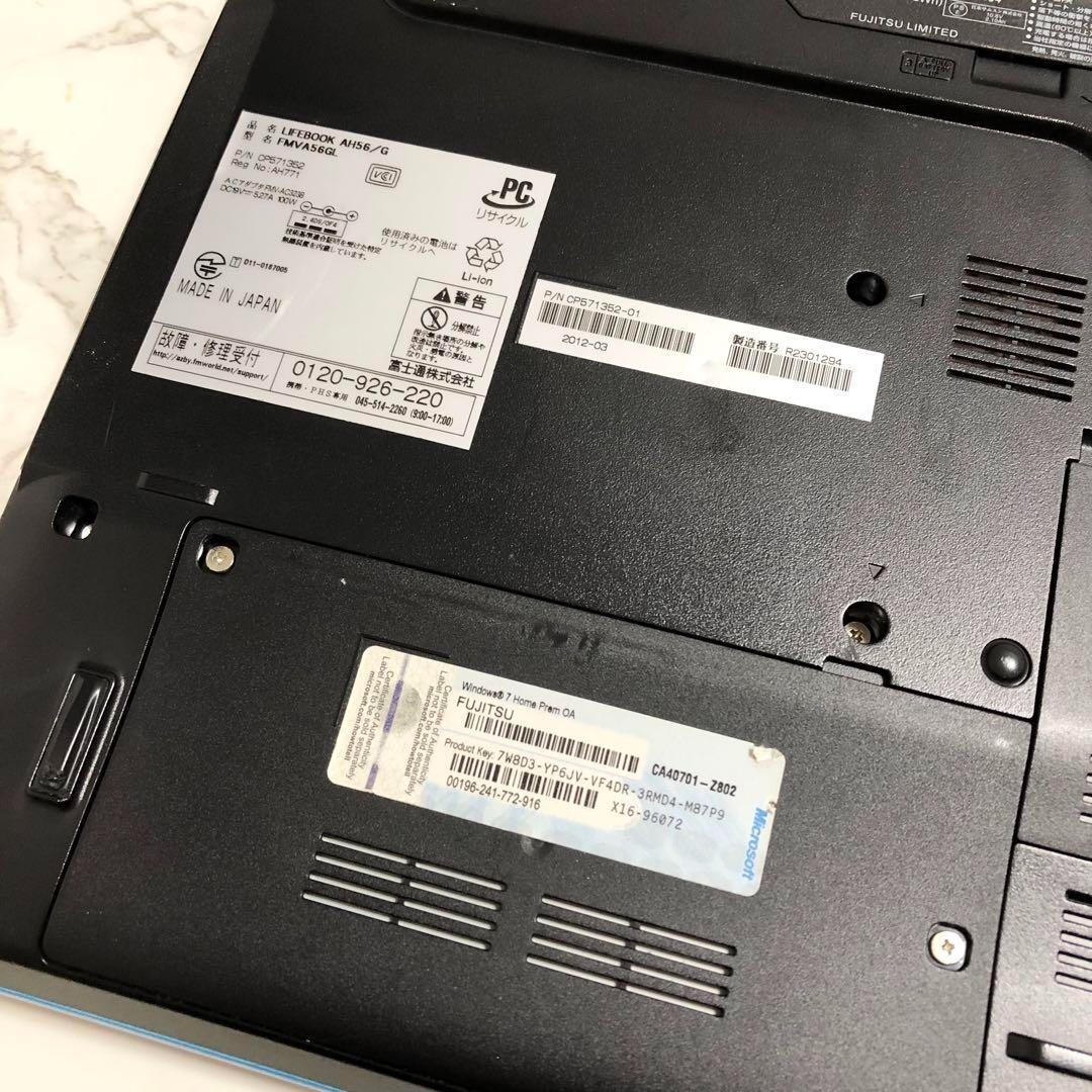 FUJITSU FMV−LIFEBOOK AH FMVA56GL I7−2670QM/HD GRAPH. 3000 Notebook PC 18