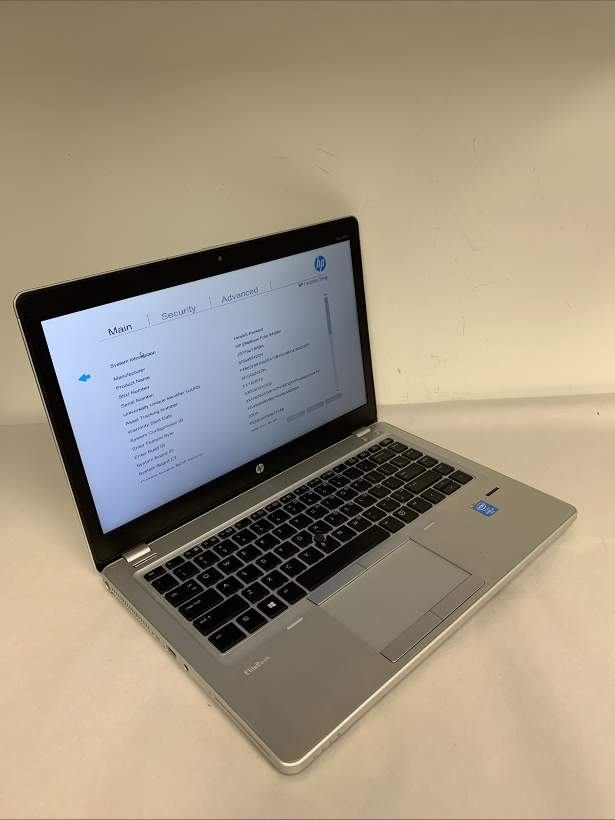 HP EliteBook Folio 9480m i5-4310U 8GB RAM NO HDD | Boot To Bios