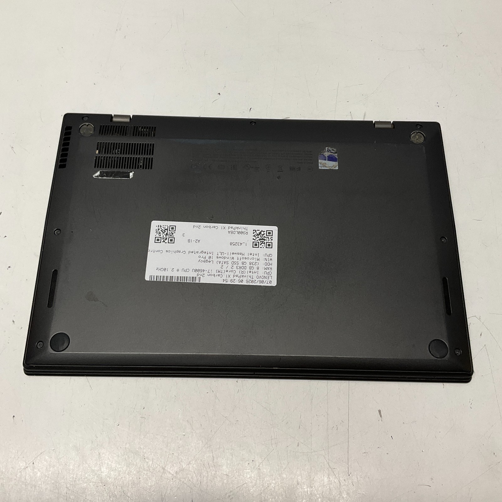 Thinkpad X1 Carbon 2nd Gen i7-4600U 2.69GHz Laptop 8GB RAM 256GB SSD Win 10 READ