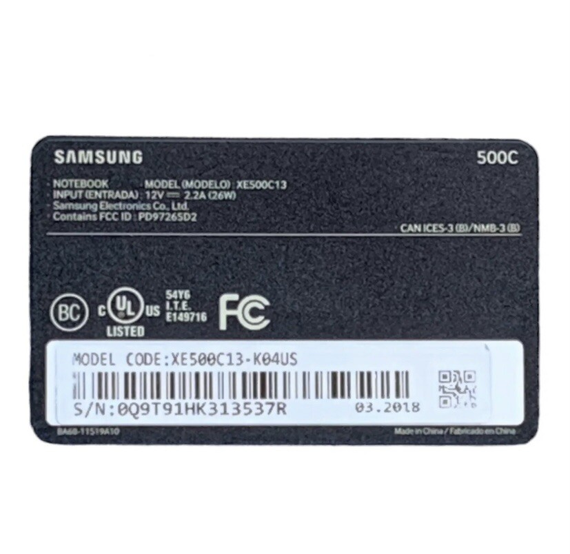 Samsung Chromebook 3 ‎XE500C13 11.6” (16GB SSD Intel Celeron N3050 1.6GHz)