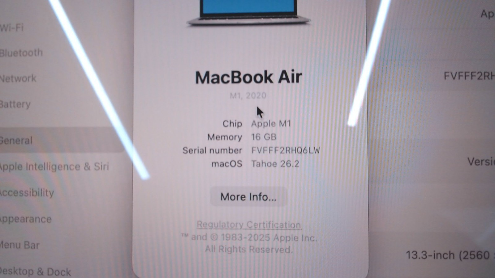 MACBOOK AIR 13″ 2020 | A2337 | APPLE M1 | 16GB RAM | 256GB SSD (CJL007796)