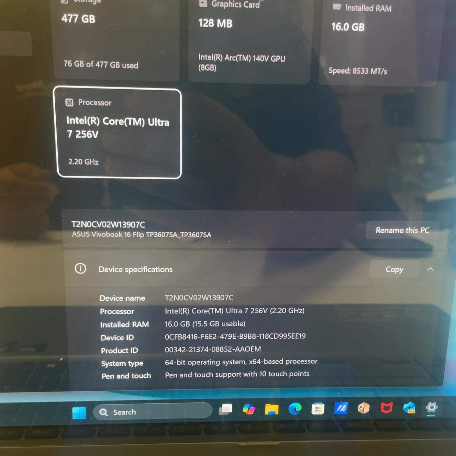 Asus Vivobook 16 Flip TP3607S 16″ Ultra 7 256v 2.2GHz 16GB RAM 512GB SSD
