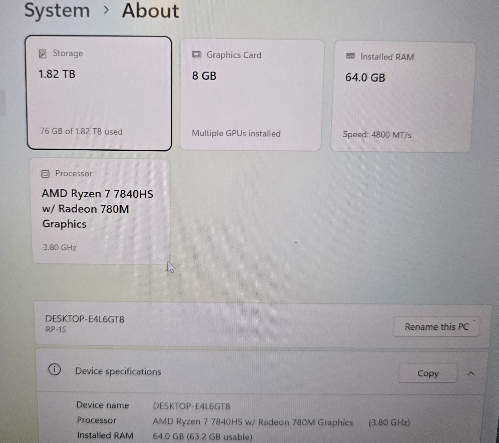 Eluktronics RP15 G2 RTX4060 Ryzen 7 7840HS 64G BDDR5, 2TB Gaming Laptop G01