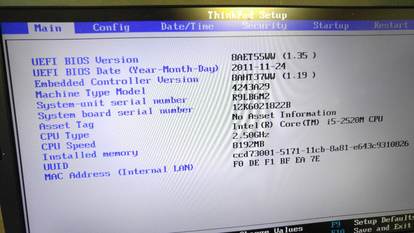 Bios Locked ThinkPad T520 I5-2520M FOR PARTS