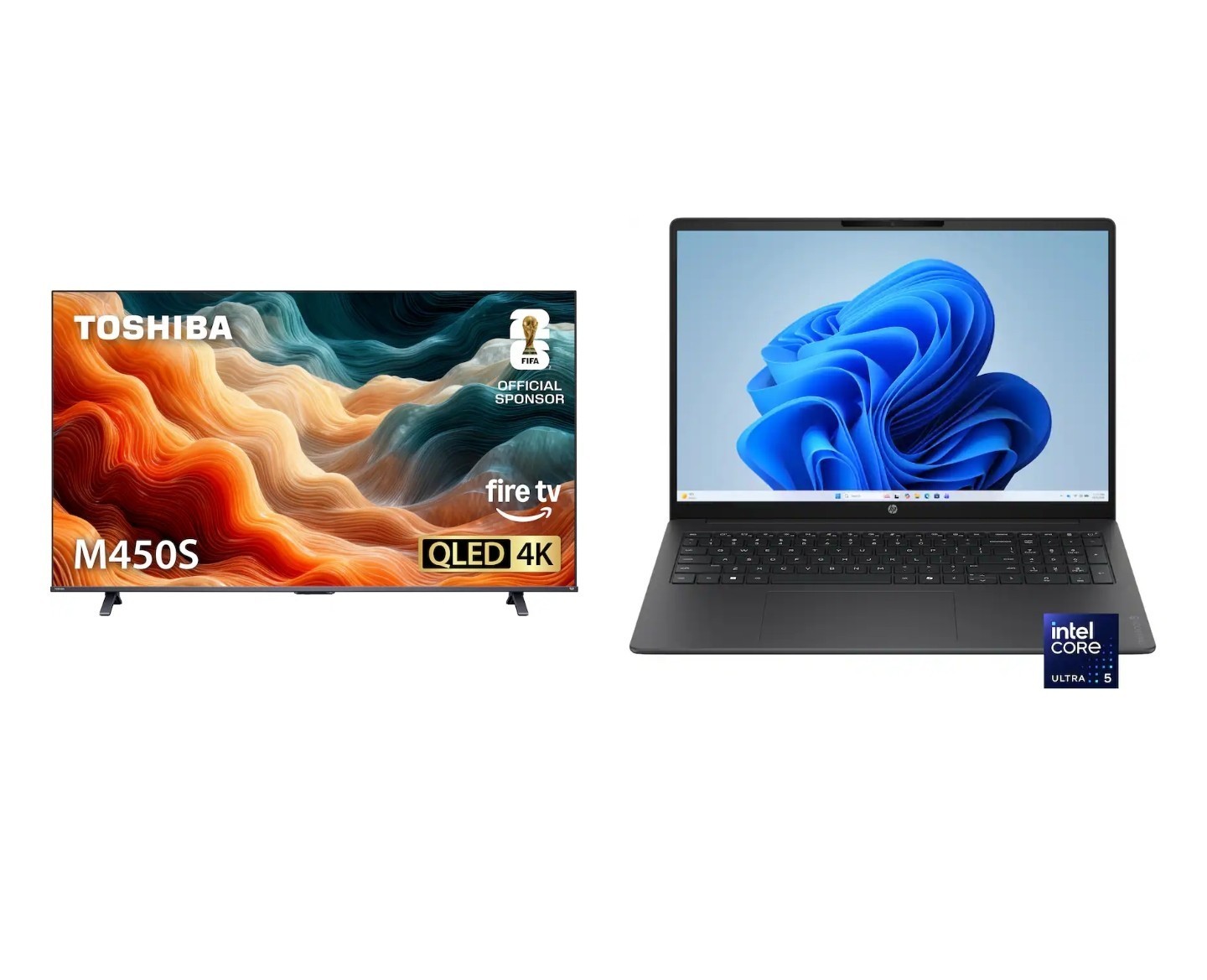 Package – Toshiba – 43″ Class M450 QLED Series 4K UHD Smart Fire TV & LAPTOP