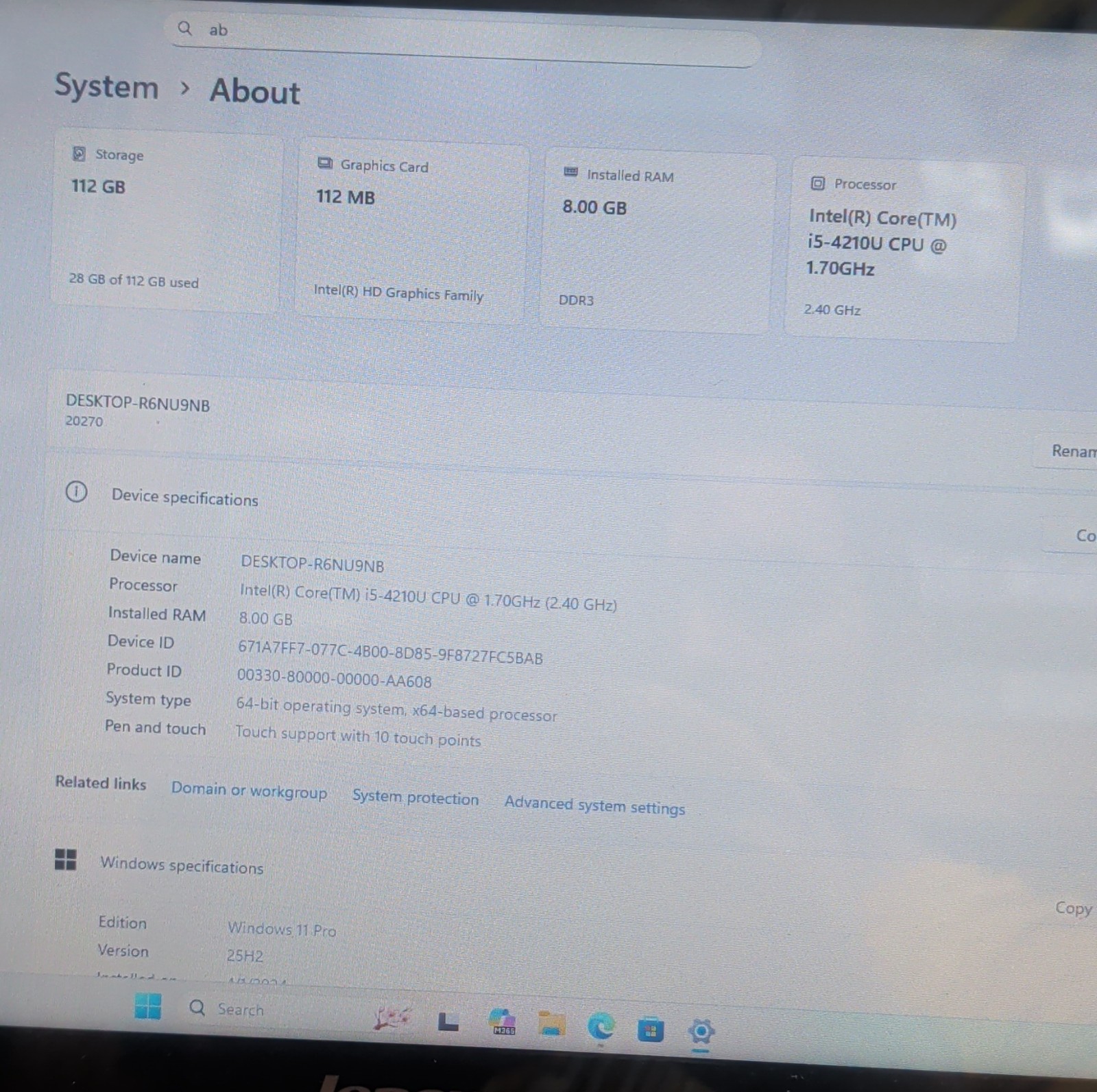Lenovo IdeaPad Ultrabook Touch Screen Intel Core i5-4210U 8GB 112GB SSD 14.