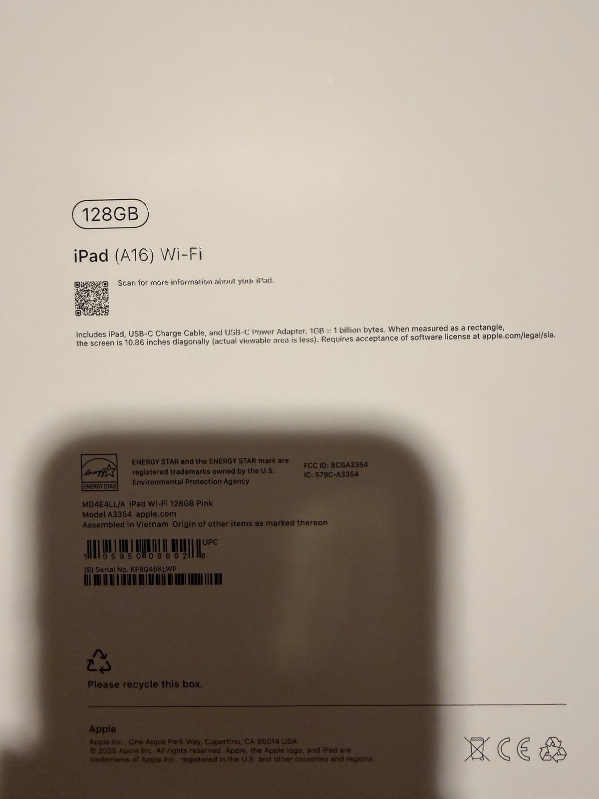 Apple iPad Wi-Fi 128GB Pink Tablet 10.86″ Touch ID USB-C Screen