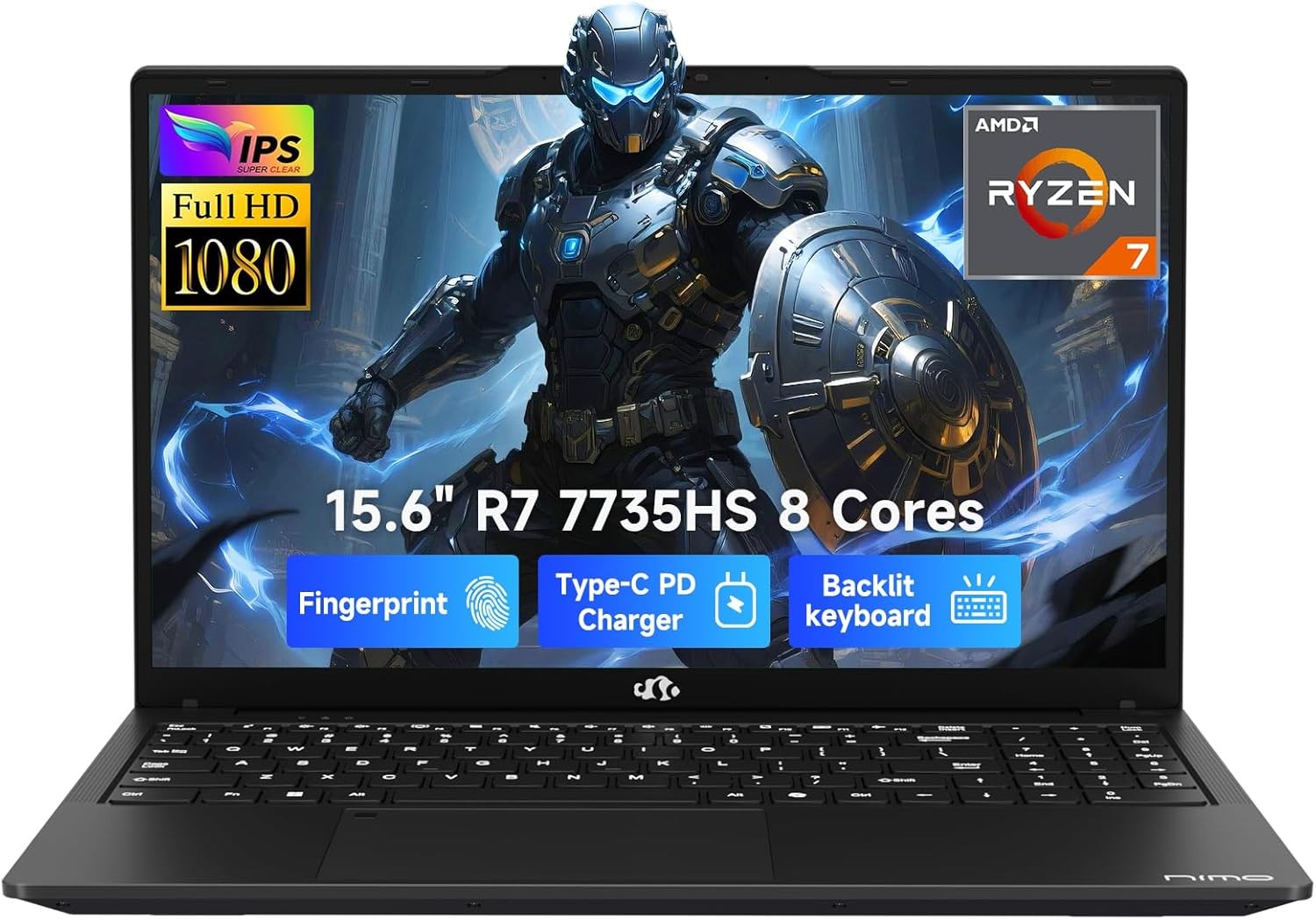NIMO 15.6″ IPS FHD Gaming-Laptop, AMD Ryzen 7 7735HS 16GB DDR5 RAM 512GB SSD
