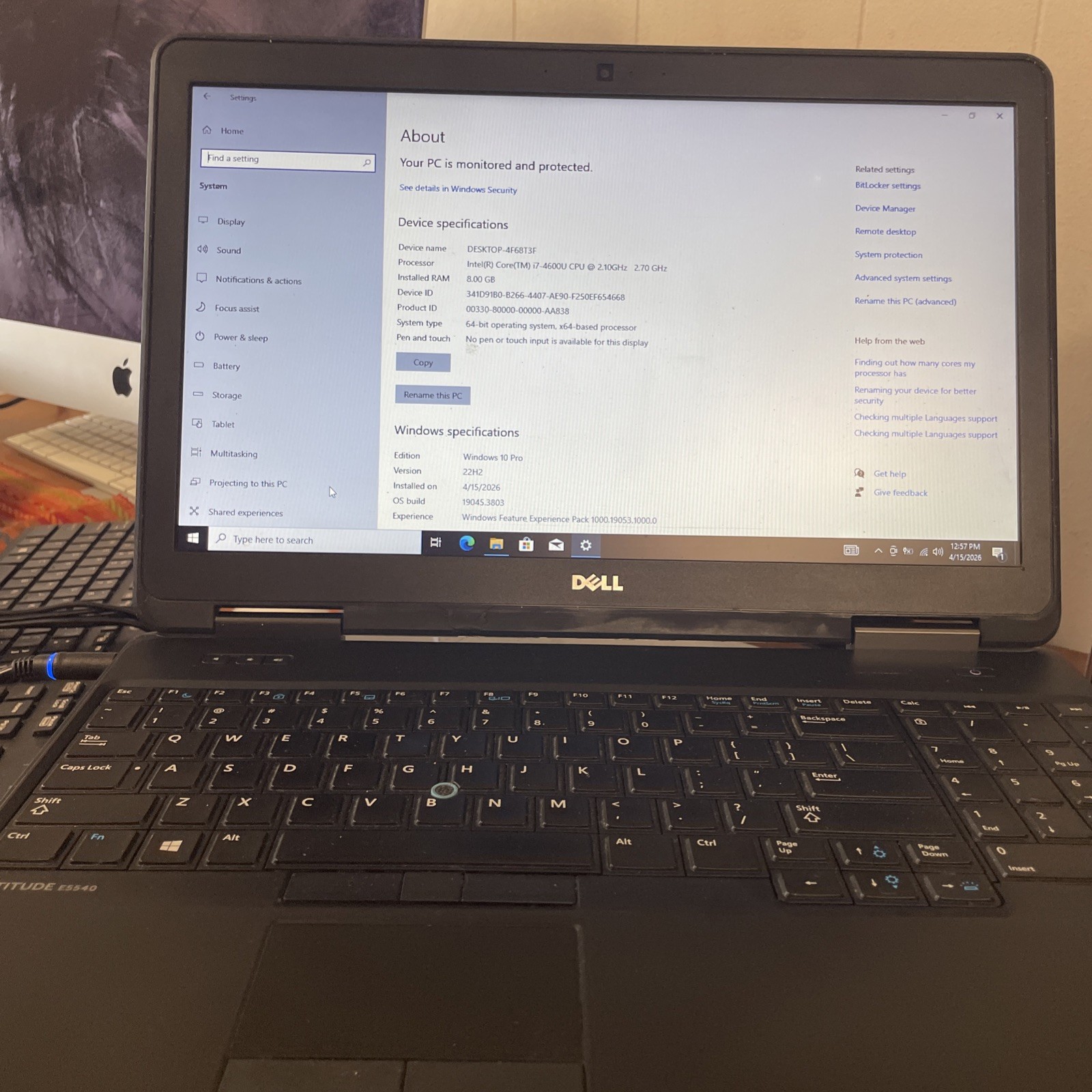 Dell Latitude E5540 Intel Core I7-4600U 2.10 GHZ 8 GB RAM 120 SSD Win 10 Pro