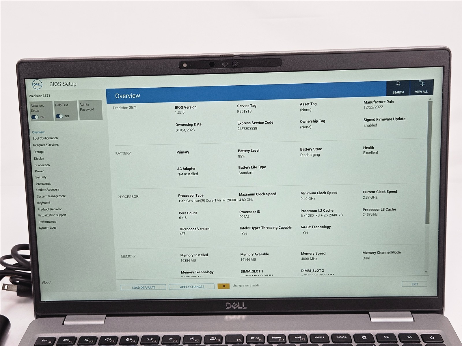Dell Precision 3571 Gray 15.6″ Core i7-12800H 16GB RAM 512GB NVMe SSD T600