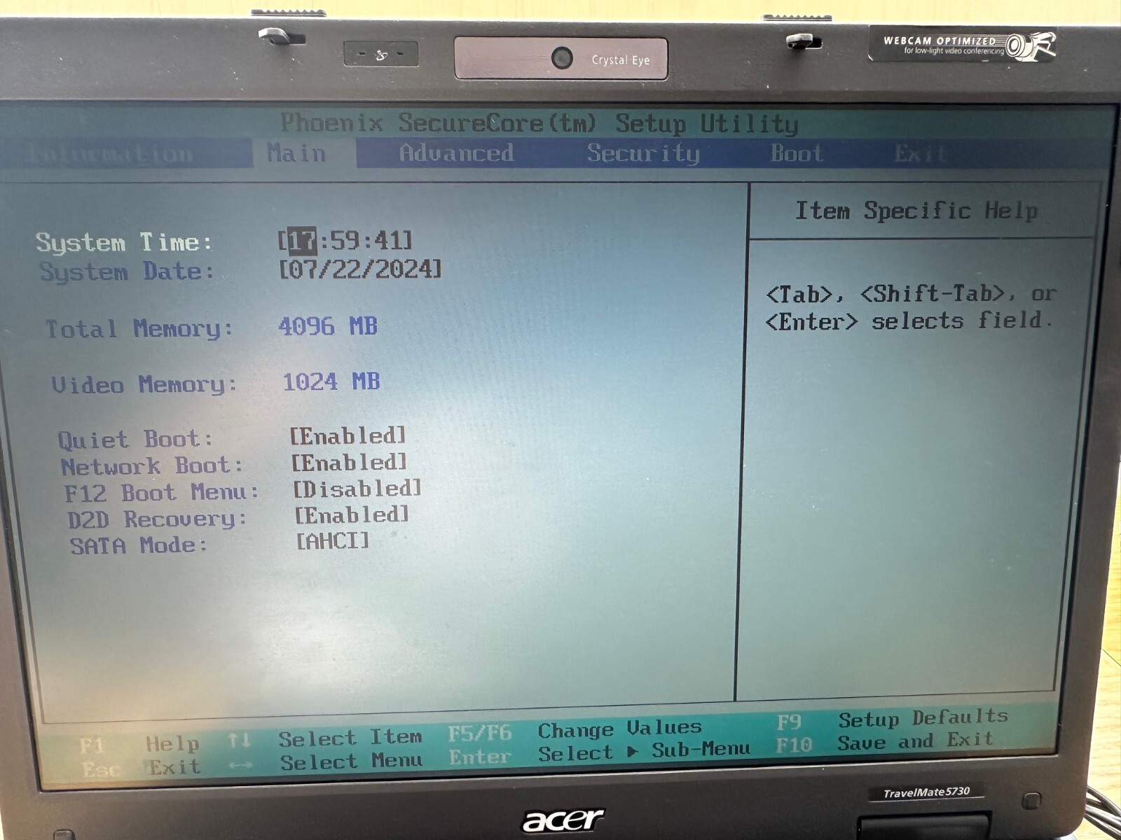 Acer Travelmate 5730 – M52231 Intel Core Duo P8700 2.53GHz 4GB RAM No HDD